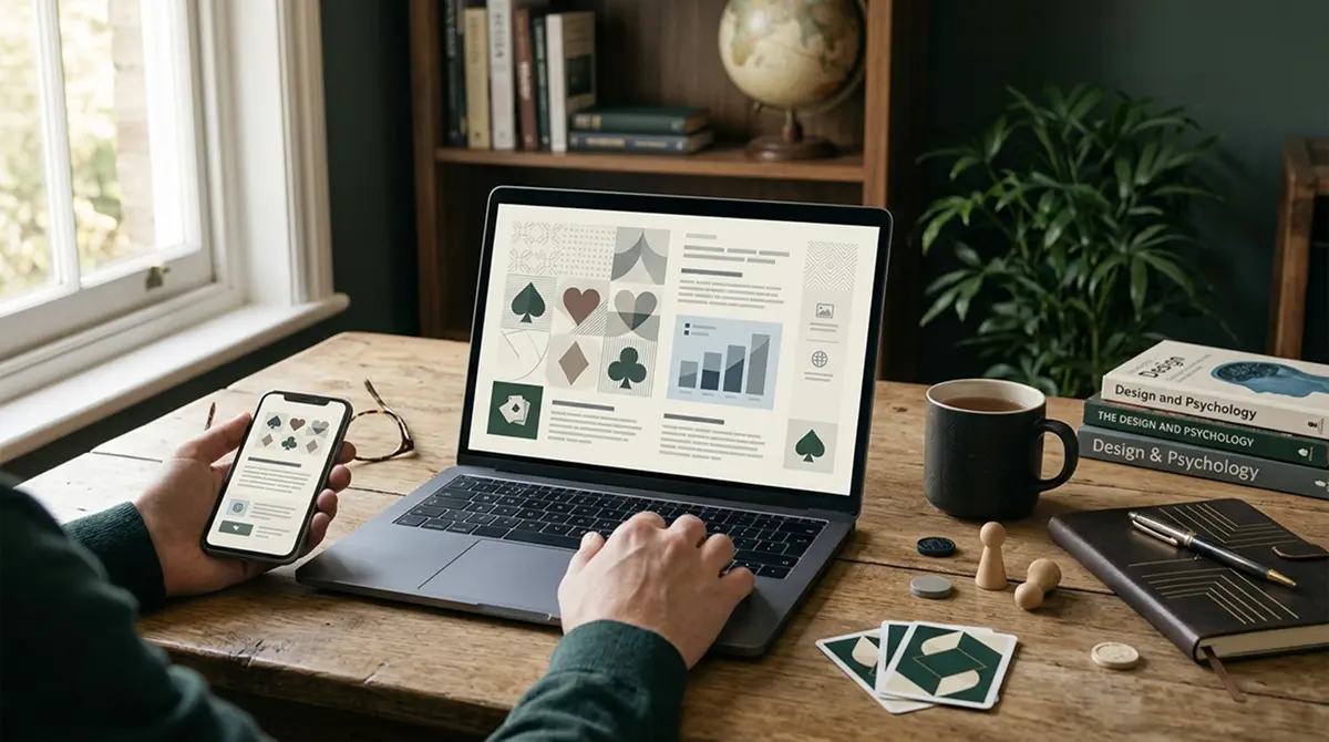 Desktop and mobile devices illustrating a UK online casino review